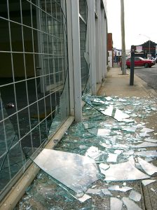 Smashed Shop Front Window in Gravesend